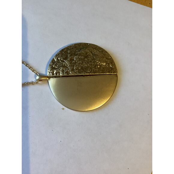 2125 Split Disc Gold 32" Necklace 2 Half Moons Making A Whole Moon - Picture 2 of 4